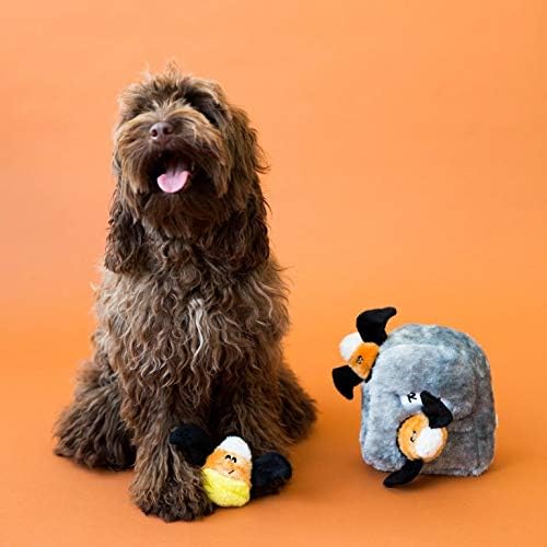 ZippyPaws - Holiday Burrow, Interactive Squeaky Hide and Seek Plush Dog Toy - Spooky Gravestone