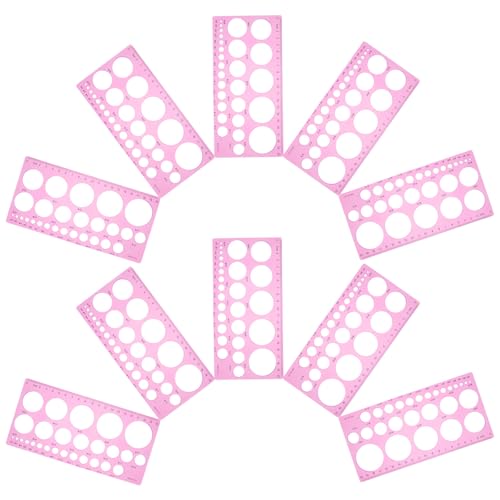 NUOBESTY 10 Unidades Plantilla de Círculo Rosa de Plástico para Dibujo y Quilling Medición Precisa, Adecuada Niveles y Manualidades DIY
