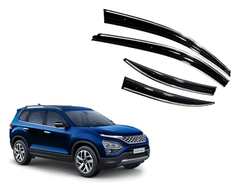 Image of CAR SAAZ Chrome Line Door Visor for Safari (2021-2023)(Set of 4Pcs) | Rain Guard | Wind Deflector