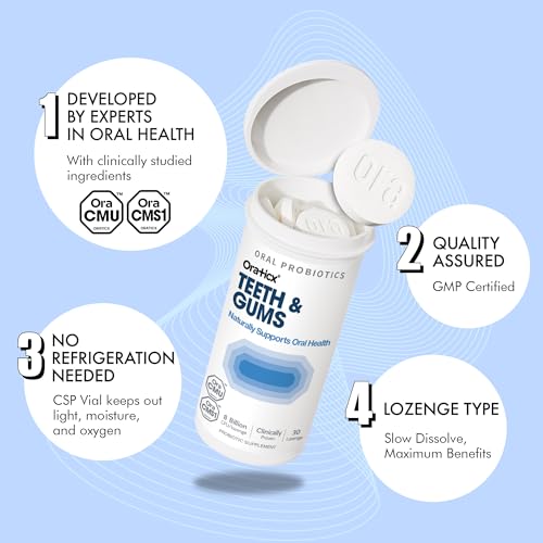 OraTicx Teeth & Gums Dental Probiotics | 8 Billion CFU Unique Oral Probiotic | Naturally Supports Oral Health and Immunity | Grape Flavor | 30 Lozenges