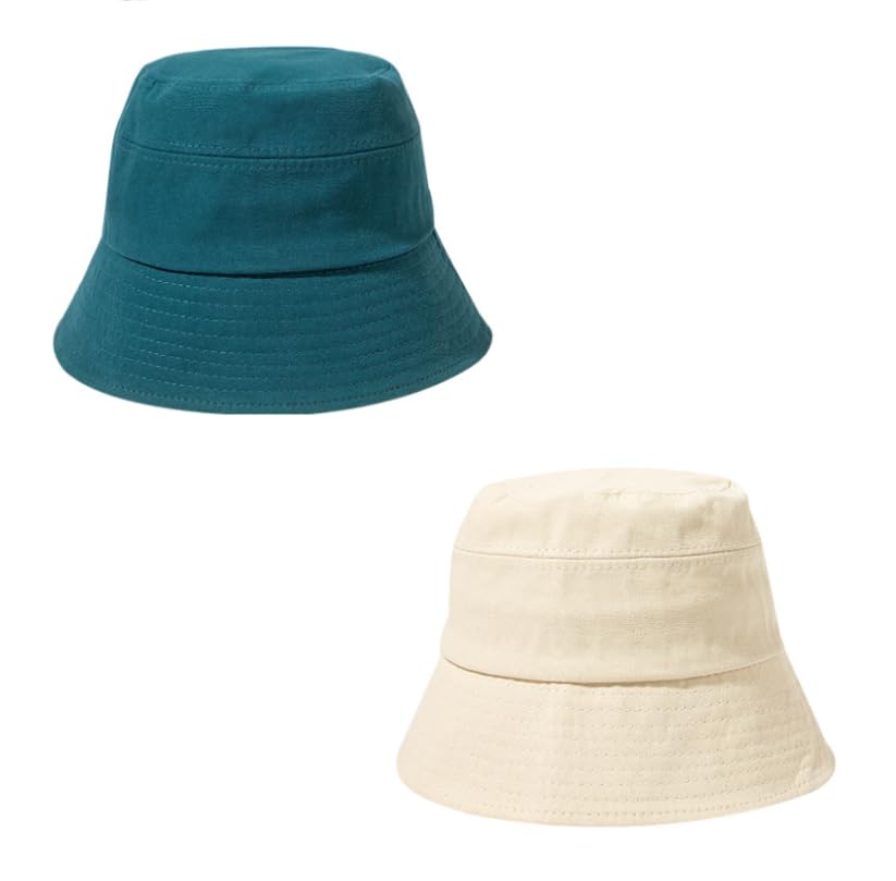 2PCS Unisex Cotton Bucket Hat for Women Men, Denim Packable Fisherman, Summer Sun Beach Hat for Casual Trips (M,05)