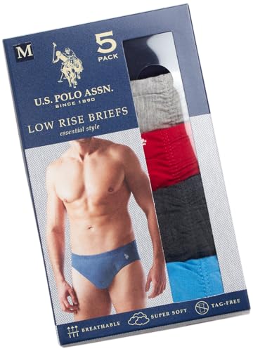 U.S. Polo Assn. Men's Underwear - 5 Pack Low Rise Cotton Brief with Contour Pouch - Underwear Briefs for Men (Sizes: S-XL)3