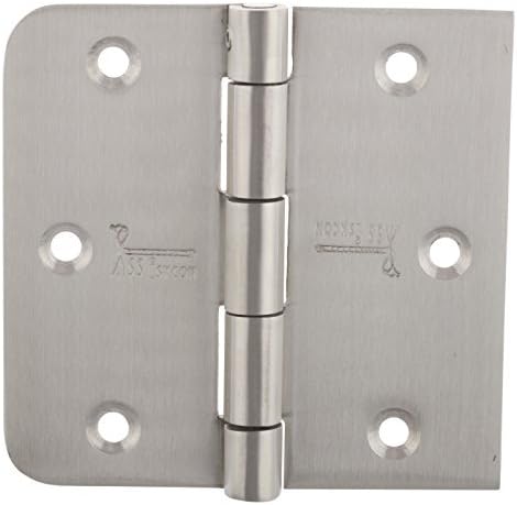 ssiskcon Stainless Steel Door Hinge 3.5" in Security Pin Lock Hinge Satin 353525SR-SP-32D 5/8 Radius/Square Heavy Duty Interior Hinge Exterior Hinge - Pack of 1