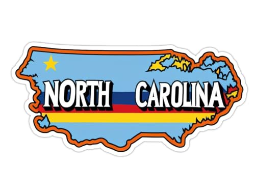Image of North Carolina State Sticker 5 Inch Waterproof Vinyl Decal Durable USA State Design for Laptop Water Bottle Car Window Bumper Truck Notebook Travel Decoration