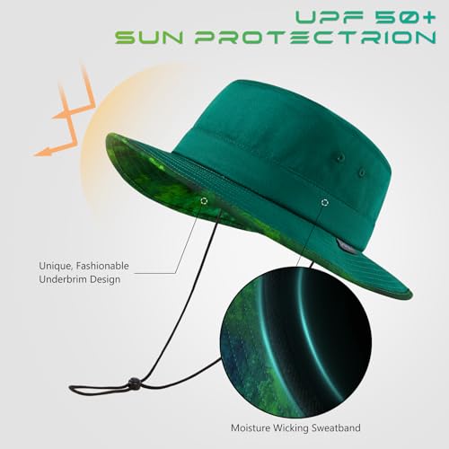 Image of UPF 50+ Foldable Sun Hat Patterned Under Brim Bucket Hats for Summer Hiking Fishing Beach Safari Men Women
