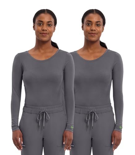 Image of Healing Hands Underscrub Long Sleeve Women Knits Scrub Tops | Soft Cotton Blend Knit, Breathable Stretch Comfort, Machine Wash, Easy Care Fabric, Ideal For Layering Under Scrubs