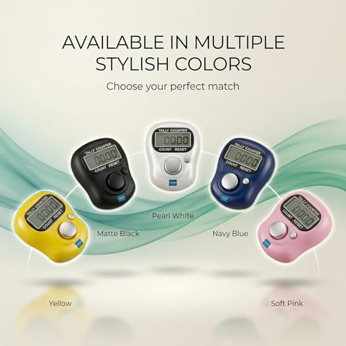 Image of Digital Tally Counter for Chanting Mantra - Mini Hand Finger Ring LCD Display Counting Machine for Japa Mala, Meditation, Prayer & Tasbeeh - Adjustable Strap, Reset Button (Pack of 7)