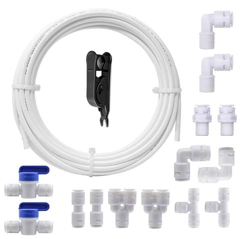 HUAZIZ Manguera de Suministro de Agua Universal de 10 M, Kit de Conector de Manguera de Refrigerador de 1/4 ', Tubo de Filtro, Piezas y Accesorios de Refrigerador Europeo/Americano