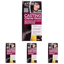 L’Oréal Tinta Capelli senza Ammoniaca, 200 Nero Ebano (Il pacchetto può variare) (Confezione da 4)