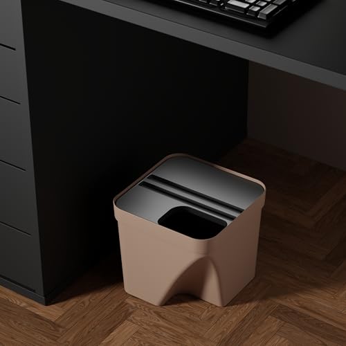 Image of 10L Dustbin with Lid | Beige | Pack of 1 | Multipurpose Garbage Bin for Kitchen, Home & Office | Wet & Dry Waste Basket for Food Waste, Recycling & Indoor Outdoor Use