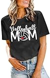 Volleyball T-Shirt Women Volleyball Mom Shirts Game Day Shirt Game Day Graphic Shirts Grey