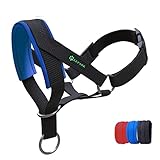 Dog Head Collar with Padded Fabric, Head Harness for Dogs, Anti pulling Head Halter Collar, Adjustable and Easily Control (L,Blue)
