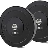 KK Rubber Weight Plate Set - 2 Inch Bumper Weight Plates – Durable Barbell Weights Set - Dumbbell Plates For Training & Weightlifting – Weight Disc Pair Olympic Weight Plates For Home Gym – 2 X 20kg