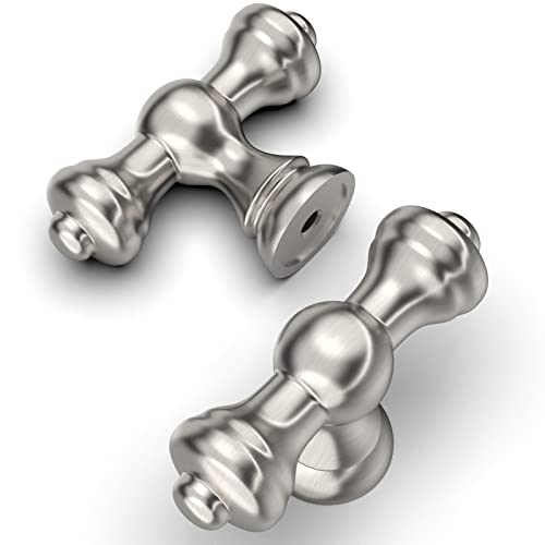 Amerdeco 6 Pièces Boutons de Meuble Nickel Brossé, Vintage, pour Armoires, Tiroirs et Portes de...