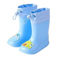 Cartoon Dinosaur Rain Boots Non-Slip Waterproof Rain Boots, blue, 10 UK Child