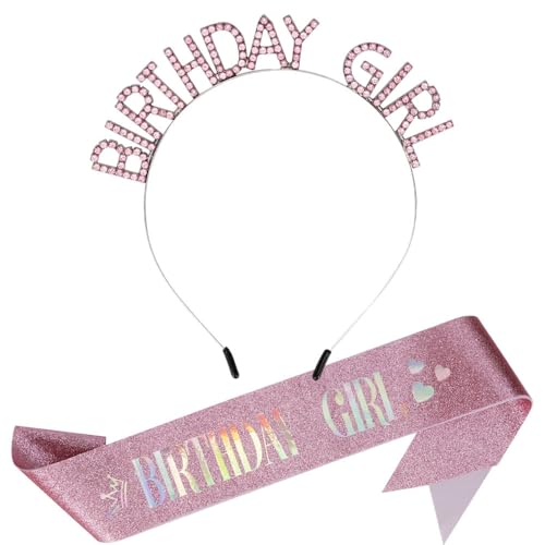 Image of Birthday Girl Crown & Sash & Sunglass for Women Girl, Headband for Princess Happy Birthday Party Decorations Favors