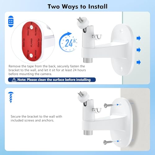 Image of Baby Monitor Mount for HelloBaby HB65 /HB40 /HB6550 /HB6560 /HB6148 /HB66 /HB6339 /HB6550 Pro, ANMEATE SM935E, 360 Adjustable Baby Camera Wall Mount for Hellobaby Monitor, Two Ways to Install