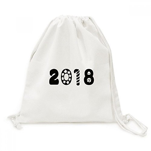 Sac à dos à cordons Vacances Font 2018 Happy New Year en toile imprimée pour le quotidien