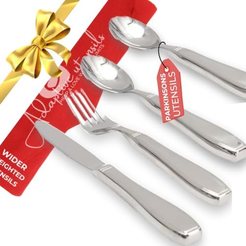 Cubiertos con peso para temblores de manos para Parkinson, artritis  Utensilios pesados para temblores  Utensilios de alimentación con peso  Regalos