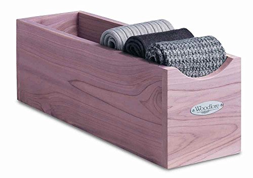 Woodlore Set of 2 Aromatic Cedar Stackable Socks Box for Dresser Drawer holds 6 Pairs