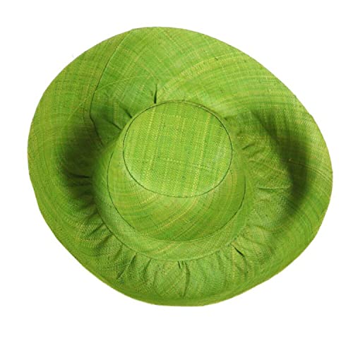 Miro Boho Chic   Sombrero Ibiza Medio para Mujer, Pamela de ala Media en Rafia de Madagascar, Sombrero de Playa y Boda, Color Verde Lima