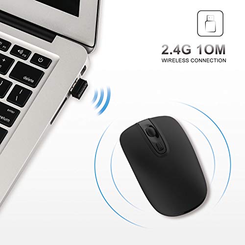 Image of cimetech Wireless Mouse, Rechargeable 2.4G Slim Quiet Mouse with USB Nano Receiver, 5 Adjustable DPI 2400 /2000 /1600 /1200 /800 - Black