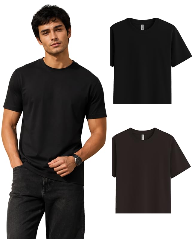 Image of Sleepynuts Men's Everyday Wear Crew Neck Regular Fit T-Shirt | Half Sleeve Solid Plain Casual T-Shirt for Men | Soft Breathable Fabric |