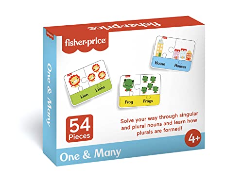 Image of Fisher Price One & Many - 54 Pieces Singular & Plural Learning Puzzles for Kids Age 4+ Years & Above - Learning and Development Puzzles - Fun & Learn with Colorful Puzzles