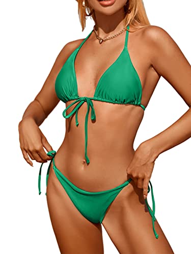 Image of Bikinis Swimsuit Set for Women Swimwear Triangle Bathing Suit Tie String Thong