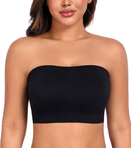 DotVol Sujetador sin Tirantes para Mujer sin Aros Tallas Grandes Ligeramente Acolchado Ropa Interior Negro,3XL