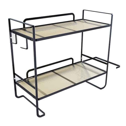 Giwnhvx Estante de almacenamiento multifuncional sobre el inodoro, estante de almacenamiento de baño de 2 niveles, estante de almacenamiento con soporte para papel higiénico, tipo negro