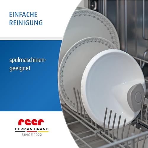 reer Warmhalteteller mit Saugnapf | Rutschfester Babyteller | Esslerngeschirr | hält Mahlzeiten länger warm | spülmaschinengeeignet | Grau/Weiß