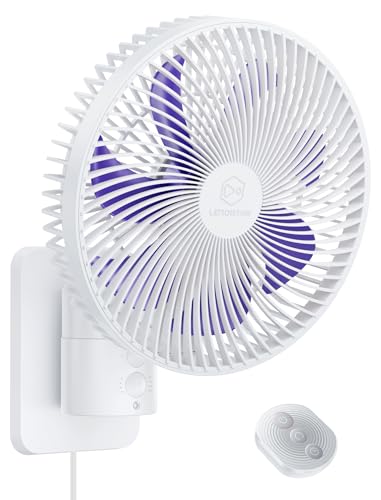 Image of 8.5-Inch Quiet Wall-Mounted Oscillation Fan with Remote & Timer, 4-Speed Adjustable for Small Bathrooms, Indoor Bedroom Cooling for RV, Adjustable Tilt, 5.92 ft Cord, Garage Cooling Fan for Home