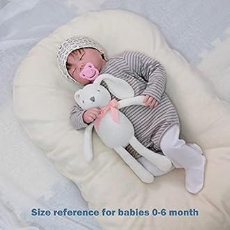100% Organic Cotton Baby Toys White Bunny Rabbit Stuffed Animal for Newborn 7.1"