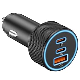 USB C Car Charger, 3-Port...