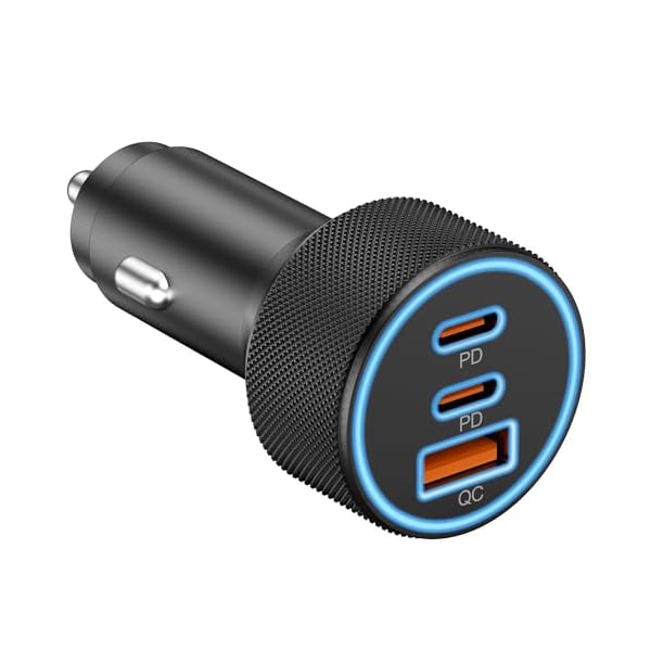 USB C Car Charger, 3-Port 67W Dual USB-C & USB-A Car Power Adapter PD/QC Fast Charging Cigarette Lighter for iPhone 16/15/14/13/12/11/Pro Max, iPad, Samsung Galaxy S24/S23/S22/S21, Pixel, Android