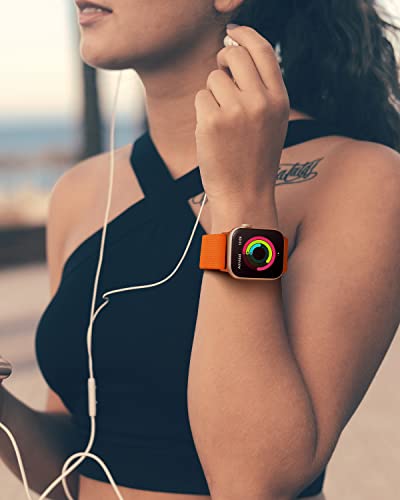 Image of AMANECER Stretchy Nylon Bands Compatible with Apple Watch SE 3 /2 /1 Series 11 /10 /9 /8 /7 /6 /5 /4, Adjustable Braided Elastic Sport Loop Rugged Breathable Straps for iWatch Women Men (Orange, 38 /40 /41 /42MM)