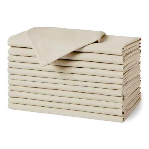 Amazon Basics Reusable Stain and Wrinkle Resistant Cloth Napkins 43 x 43 cm (Set of 12) Beige