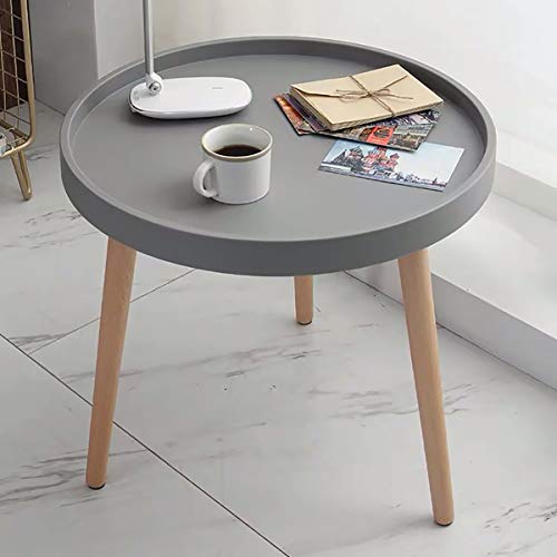 GroBKau Petite table basse ronde avec pieds en bois Collection Moderne Loisirs Table de théière en plastique pour bureau de conférence, bureau de conférence, bureau de conférence Gris 50 x 50 x 45 cm Cover