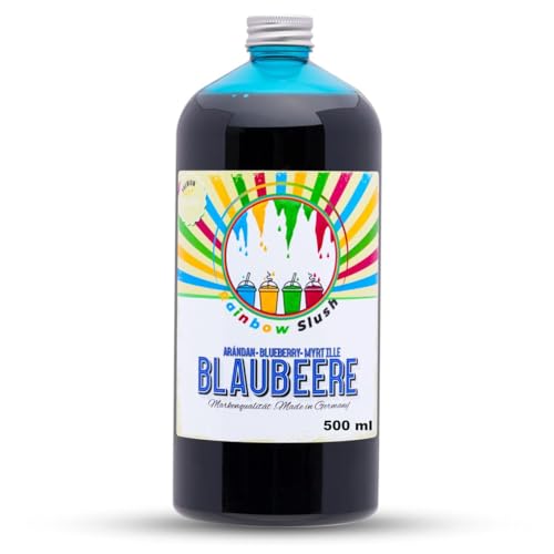 Rainbow Slush Sirup 500 ml Glycerinfrei - Premium Slush Ice Konzentrat in 9 Geschmacksrichtungen | Slush-Sirup für Slushmaschine Eis Cocktails & Drinks | Hopser Funfood (Blaubeere)