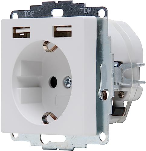 Kopp Athenis 296234082 Protective Contact Socket, Single with 2 x USB Charging Sockets, 16 A, 250 V~ - Image 2