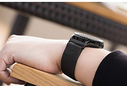Image of T TECLUSIVE Magnetic Metal Chain Strap 22mm Compatible for Galaxy Watch 3 45mm | Galaxy Watch 4.6cm Gear S3 Frontier | Amazfit GTR | Adjustable Magnetic Band (Black)