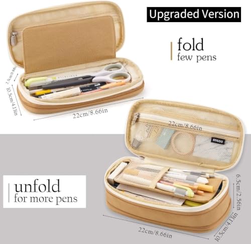 Image of WORSHIPER Big Capacity Pencil Pen Case Bag with Zipper Office College School Storage Large Capacity Bag Pouch Holder Box Organizer Colorful (Special - Gold Colour)