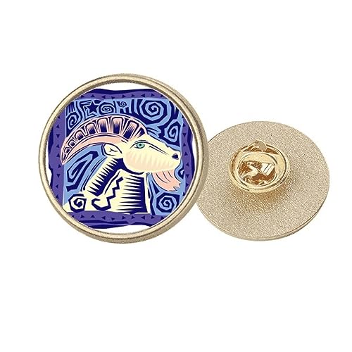Broche ronde en métal doré Bélier Mexicon Culture taille M pour accessoiriser une veste