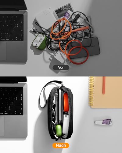 Inateck Kabeltasche Elektronik Organizer, Spritzwasserfester Reise Zubehör Tasche, Kompatibel mit Maus, USB Stick