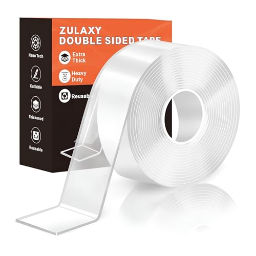 Zulaxy Double Sided Tape Heavy Duty for Wall, Strong Adhesive Transparent Nano Tape 3 Meter | Multipurpose Mounting Tape for Home, Office & Car Without Peeling Paint (Pack of 1)