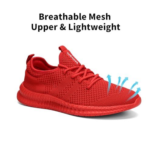 Image of Men's Shoes Running Walking Sneakers Casual Tennis Slip on Shoes Lightweight Breathable Fashion Comfortable Workout Athletic for Shoes Gym Sport Red Size US 12