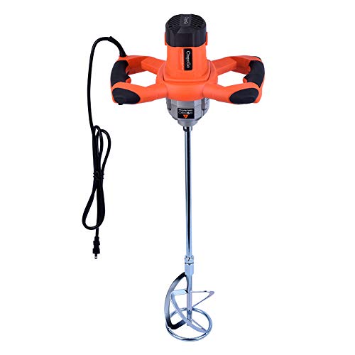 1600W Portable Electric Concrete Cement Plaster Grout Paint Thinset Mortar Paddle Mixer Pro Drill Mixer Stirring Tool Adjustable 6 Speed Handheld Standard 110V (1600W Orange)