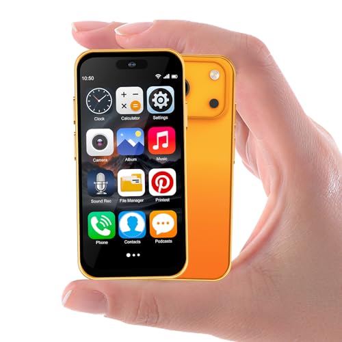 Pdfbenli Mini Phone for Kids,Unlocked Kid Phone,4.0 inch HD Touch Screen,3GB+32GB,3G,Dual SIM,Face ID,Android 10.0,GPS,Kids Smart Phone (Orange)