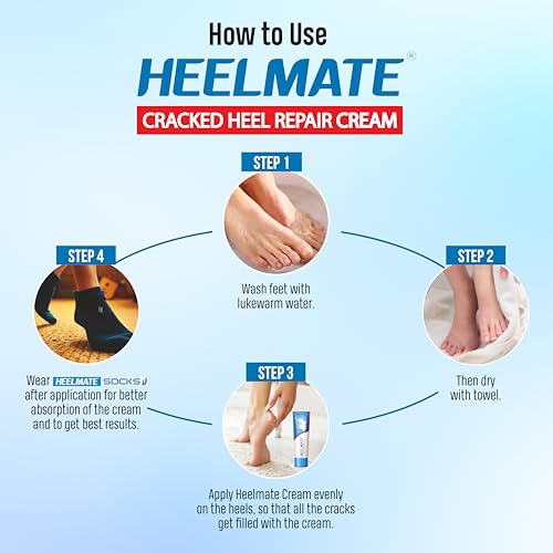 Heelmate Cracked Heel Repair Cream | Power of Aqua Magnet Technology | For Dry, Cracked Feet, Diabetic Foot Care, & Corns | Non-Greasy & Dermatologist Tested – 30g (Pack of 4)